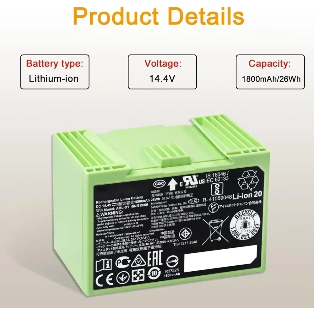 For iRobot Roomba i7 Rechargea - 4S Lipo Battery 14.8V 6000Mah review and price